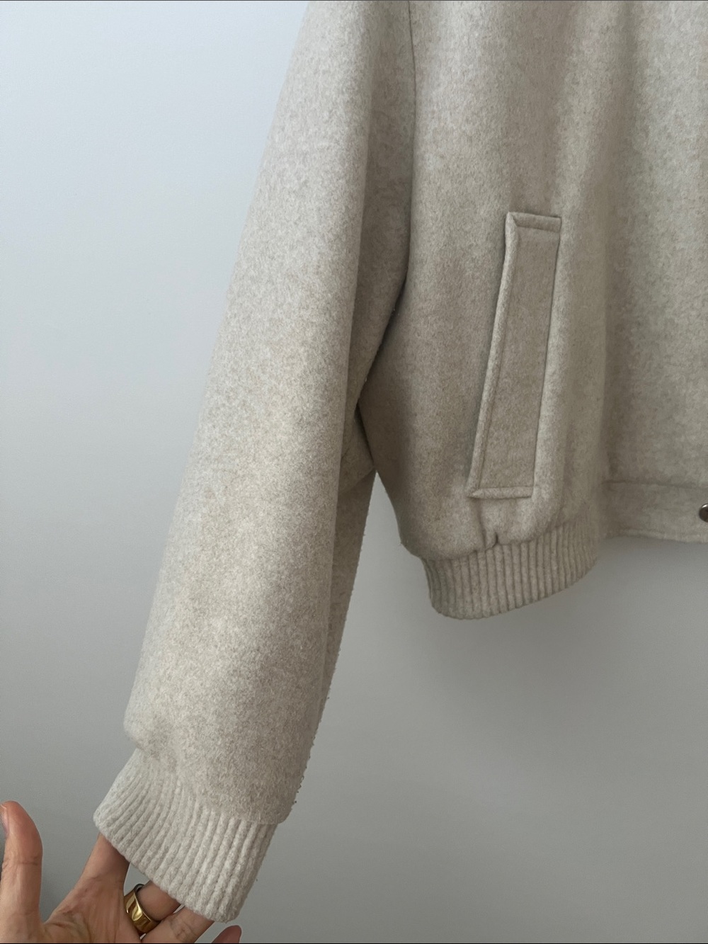 Zara Cream Wool-Blend Bomber Jacket - Picture 3 of 8
